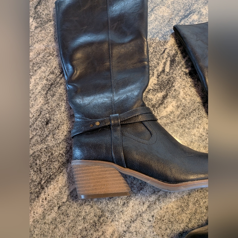 Dr Scholl's Black Boots Knee High Like New Manmade Material Size 9.5 - Picture 10 of 13